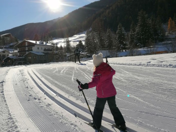 Cross-country skiing 100 meters from the campsite